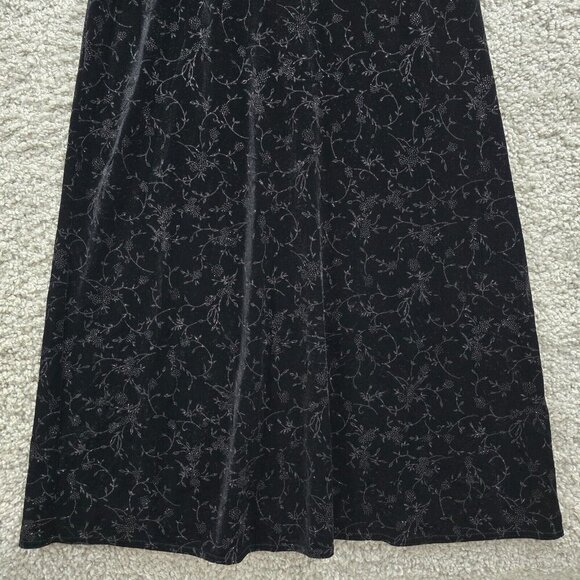 Another Thyme Velvet Maxi Dress 14‎ Black Floral Glitter Vintage Whimsigoth - Picture 2 of 14